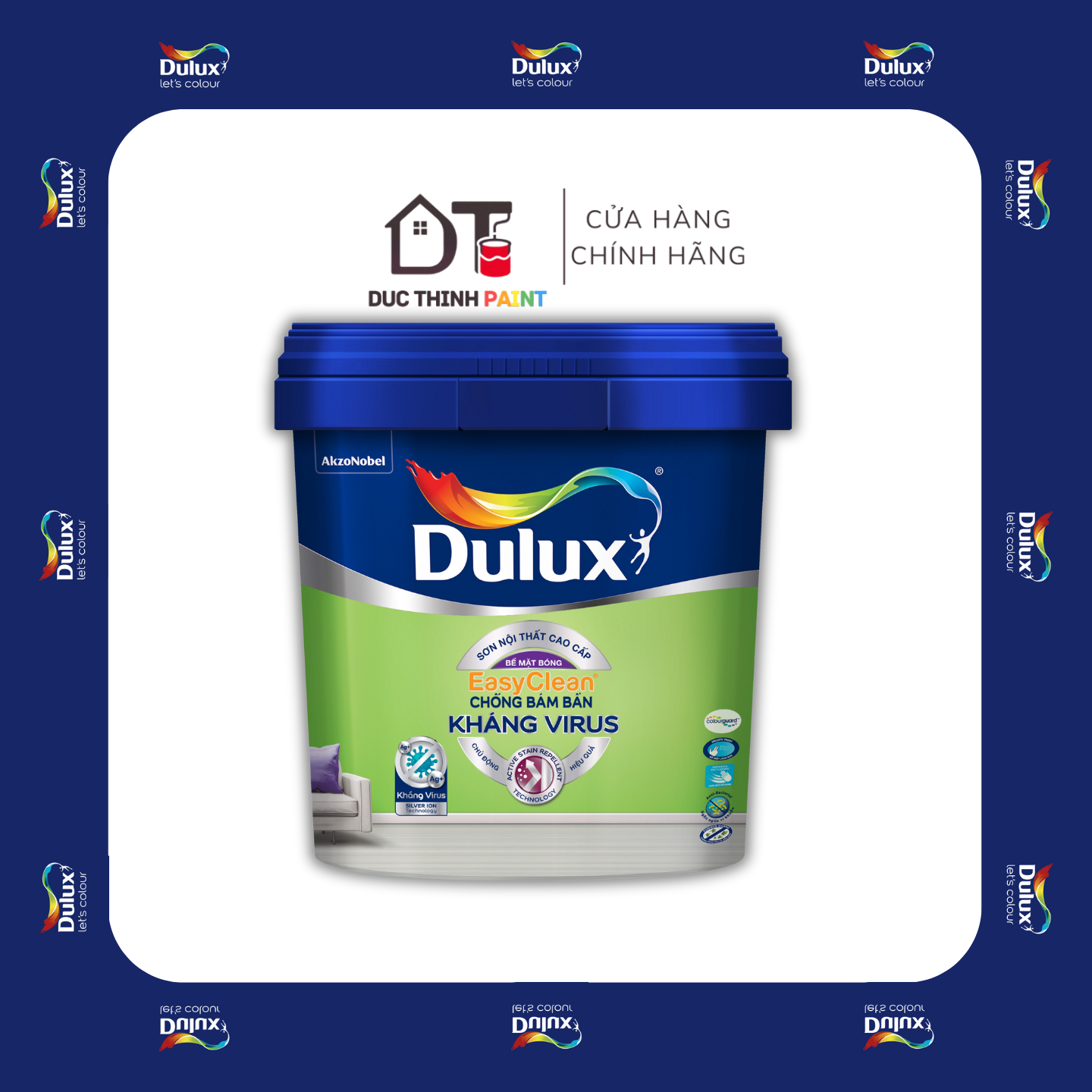 3 DULUX EASYCLEAN CHỐNG BÁM BẨN KHÁNG VIRUS Bề Mặt Bóng / MỜ E017B - E016M - Ảnh 1
